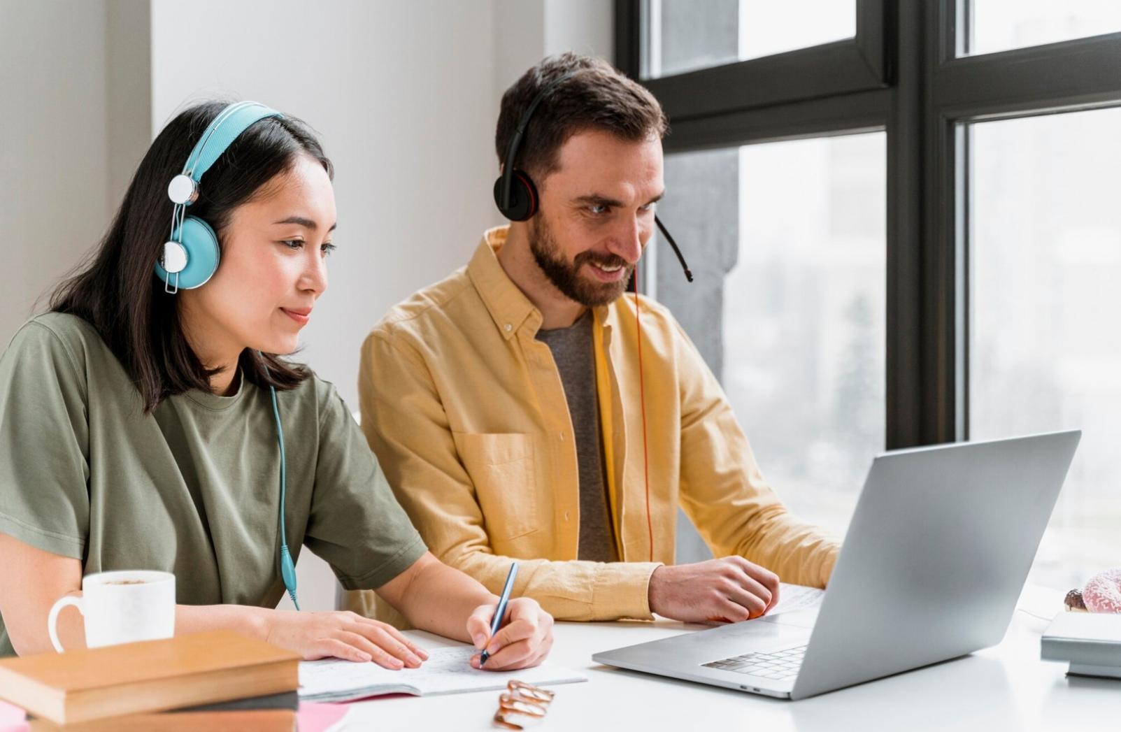 Growth strategy session with team collaboration and business planning materials